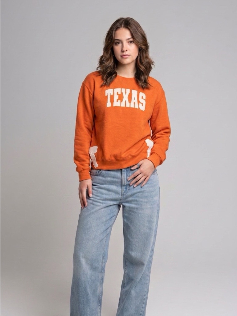 University of TX Longhorns Sweatshirt With Bows At Sides With Side Slits  Sz M